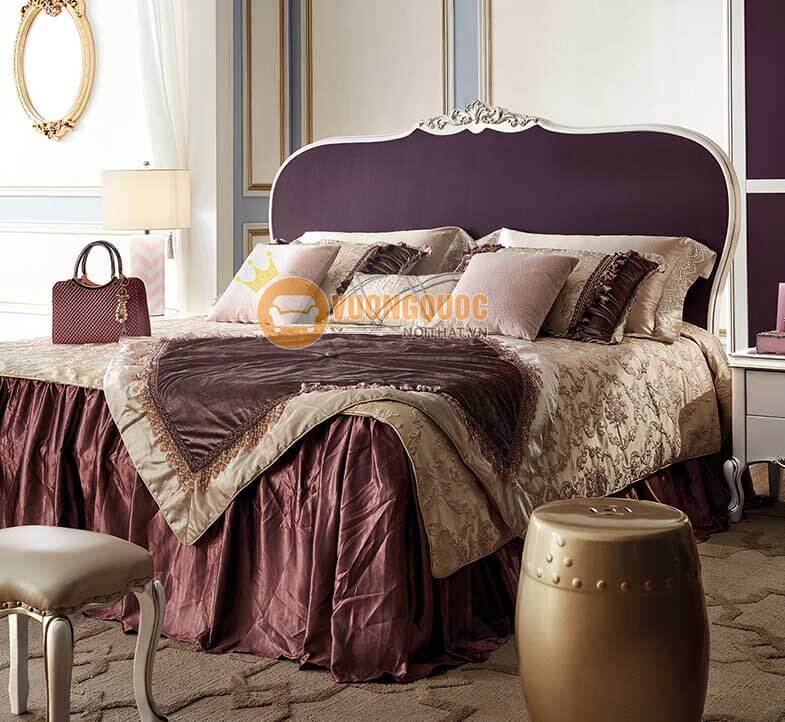 Giường ngủ gỗ gam màu tím lãng mạn TSL G905